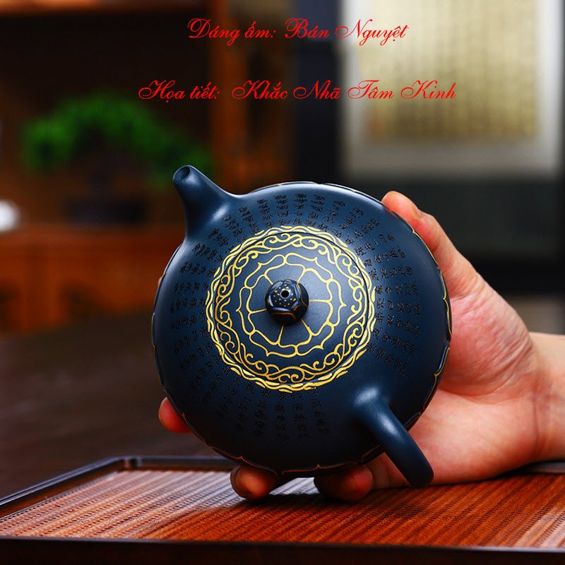 Ấm Tử Sa Bán Nguyệt Lục Nê Khắc Bát Nhã Tâm Kinh 350ml - Ảnh 5