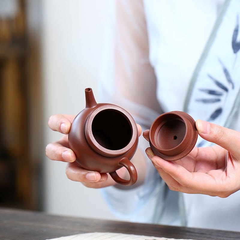 Ấm tử sa Nghi Hưng dáng Bào Tôn nguyên khoáng tử nê nắp ấm vừa vặn