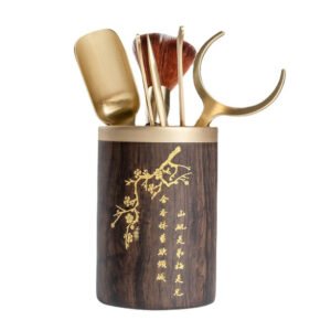 Lọ đựng dụng cụ pha trà bằng gỗ gụ