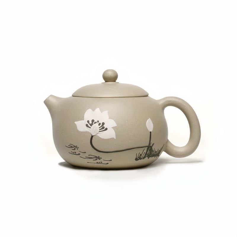 Ấm Tử Sa Bạch Nê Diệu Liên Hoa TT021 Dáng Tây Thi