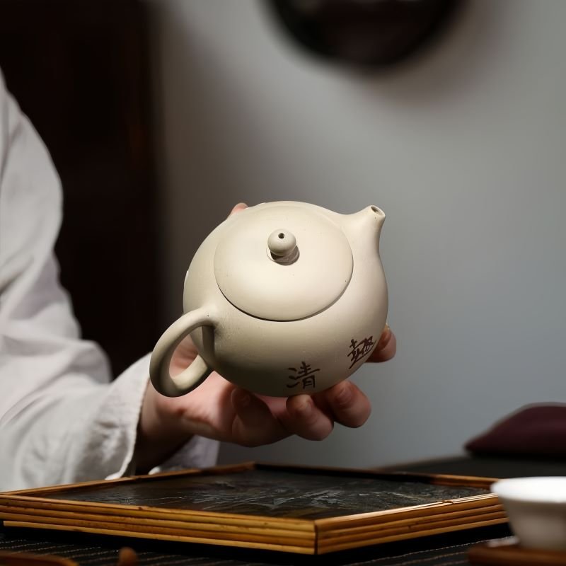 Ấm Tử Sa Bạch Nê Diệu Liên Hoa TT021 Dáng Tây Thi - Ảnh 5