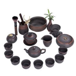 Bộ trà đạo tử sa chất đất Hắc Nê BTS012 dáng ấm Phỏng Cổ 18 món cao cấp