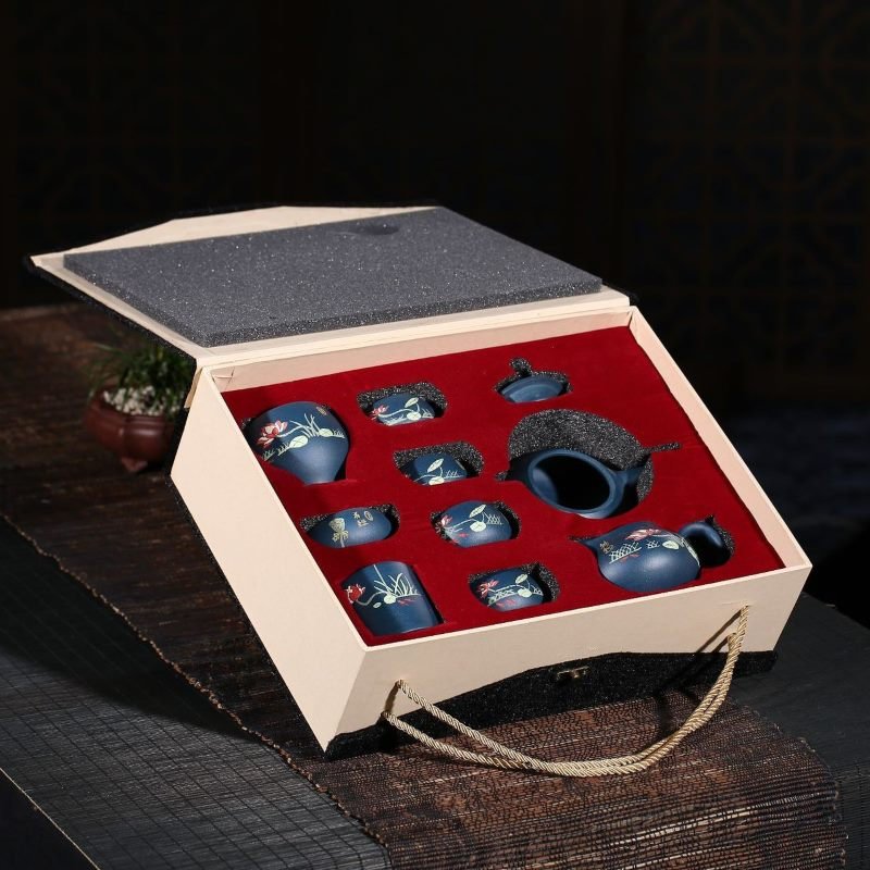 Bộ trà đạo tử sa chất đất Lục Nê BTS009 dáng ấm Thạch Biều 9 món cao cấp - Ảnh 9