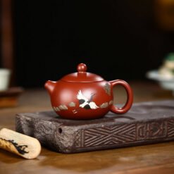 Ấm tử sa Đại Hồng Bào họa tiết chim Hạc dáng ấm Tây Thi TT015