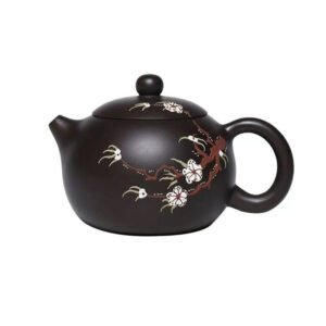 Ấm Tử Sa Hắc Tử Nê dáng Tây Thi hoa mận TT007