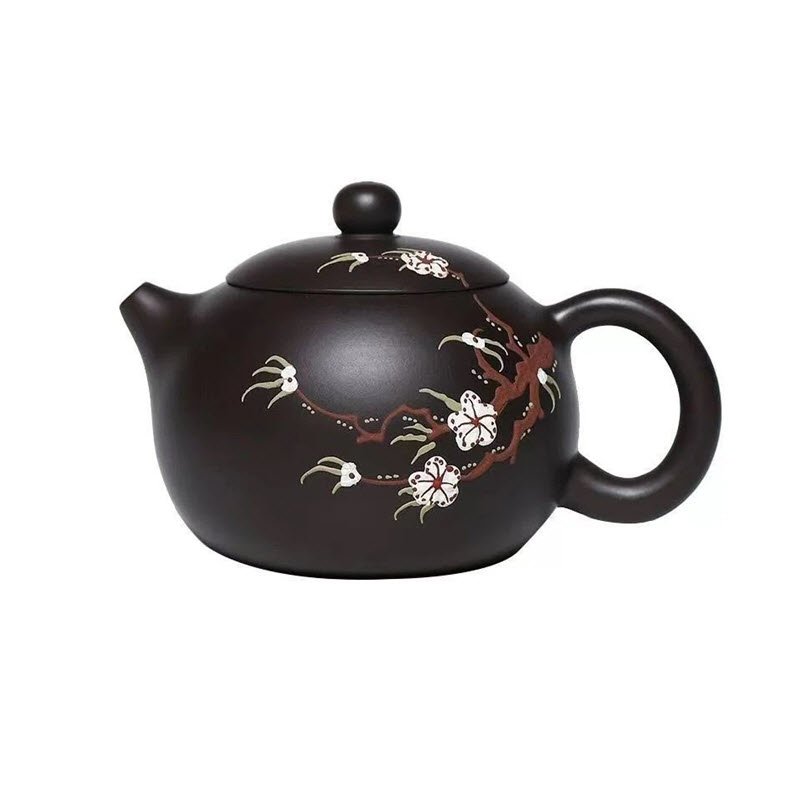 Ấm Tử Sa Hắc Tử Nê dáng Tây Thi hoa mận TT007