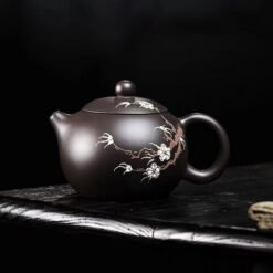 Ấm Tử Sa Hắc Tử Nê dáng Tây Thi hoa mận TT007 cao cấp