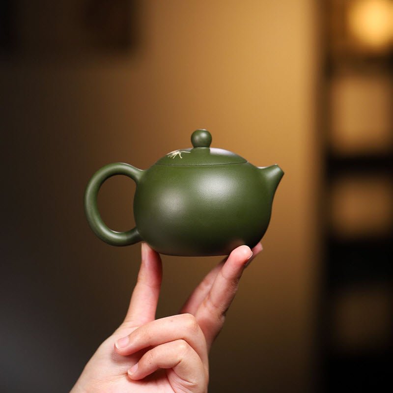 Ấm Tử Sa Lục Nê Dáng Tây Thi Hoa Mận Trắng TT009 thanh cao - Ảnh 6