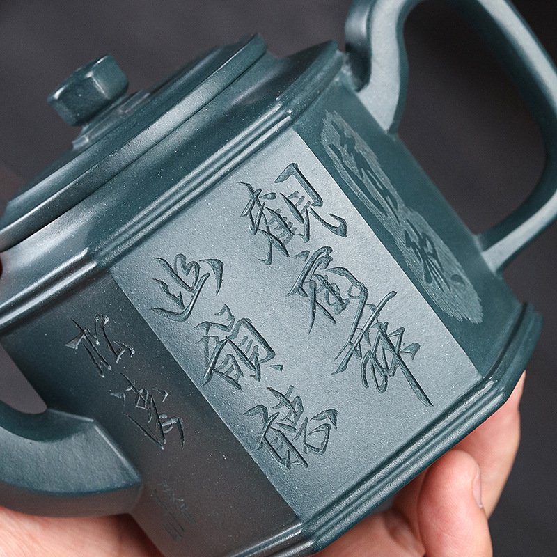 Ấm Tử Sa Lục Phương Thanh Ca Thiên Thanh Nê cao cấp LP007 260ml - Ảnh 3