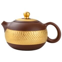 Ấm tử sa Nghi Hưng Dát Vàng dáng ấm Tây Thi TT040 cao cấp 220ml