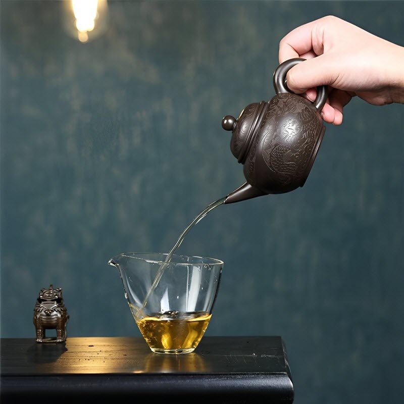 Ấm Tử Sa Nghi Hưng Hắc Nê Thủy Bình Văn Long TB008 dung tích 250 ml - Ảnh 3