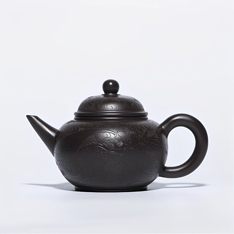 Ấm Tử Sa Nghi Hưng Hắc Nê Thủy Bình Văn Long TB008 dung tích 250 ml